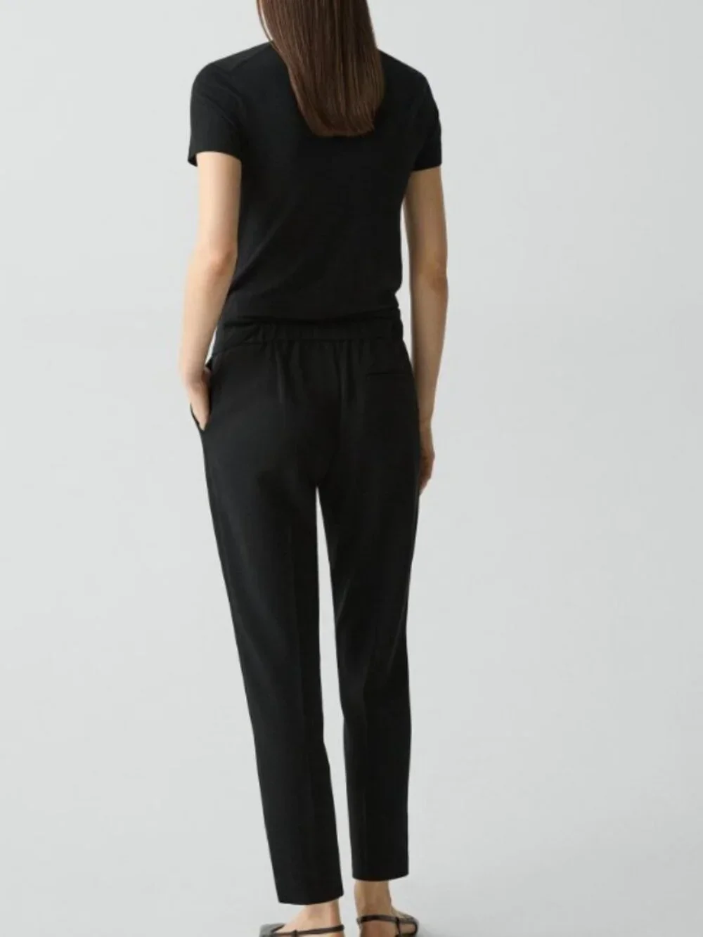Theory Treeca Pull-On Pants Black Cropped Straight Leg Size 8